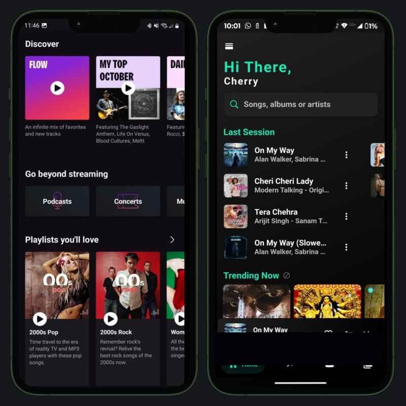 BlackHole Musi Vs Deezer App Interface